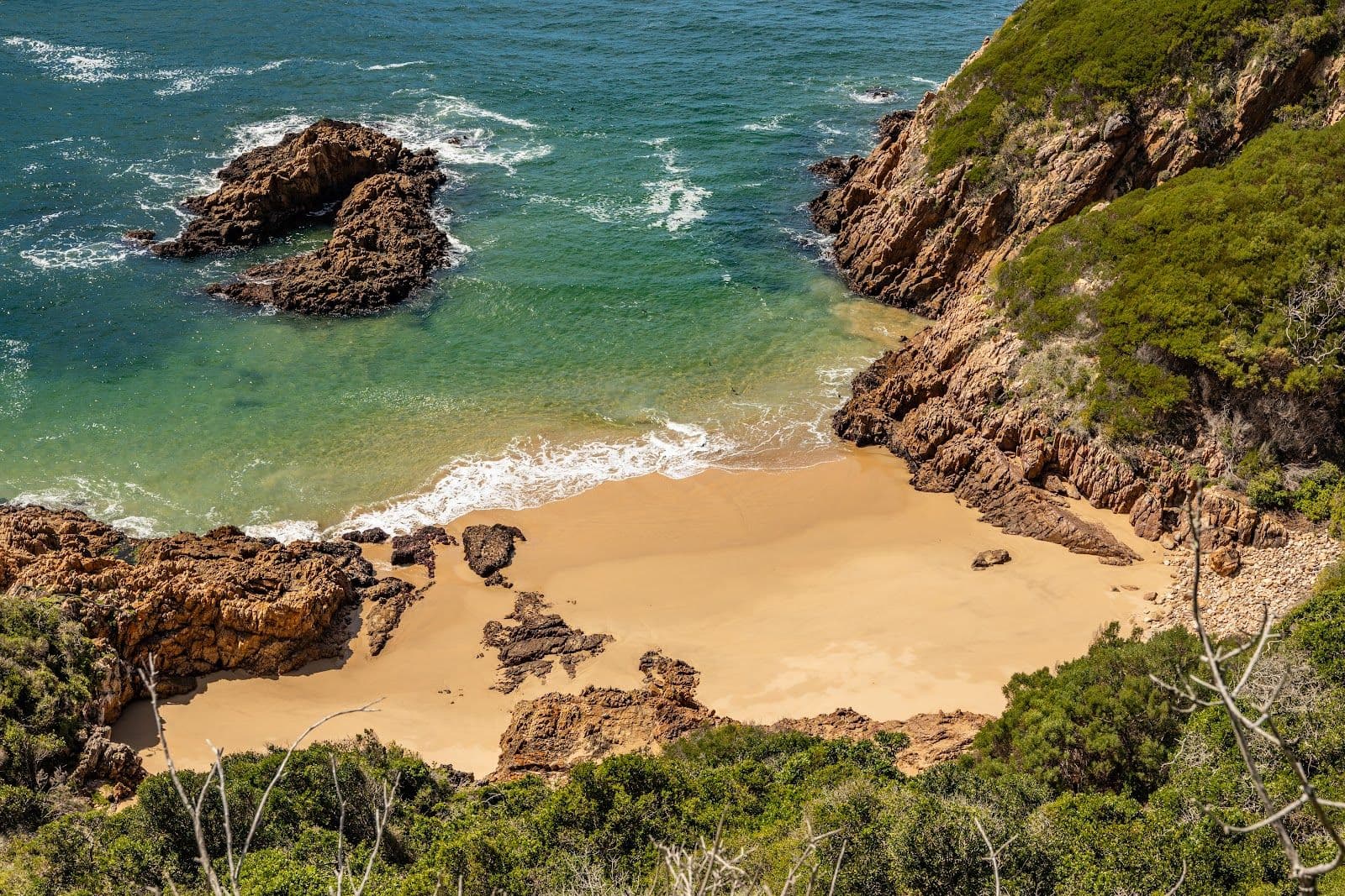 A hidden cove at the Knysna Heads from above