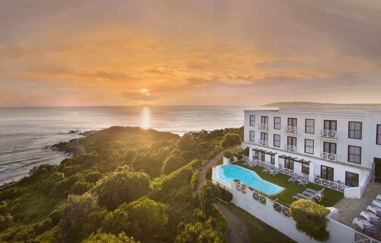 The pool deck over the ocean at The Plettenberg